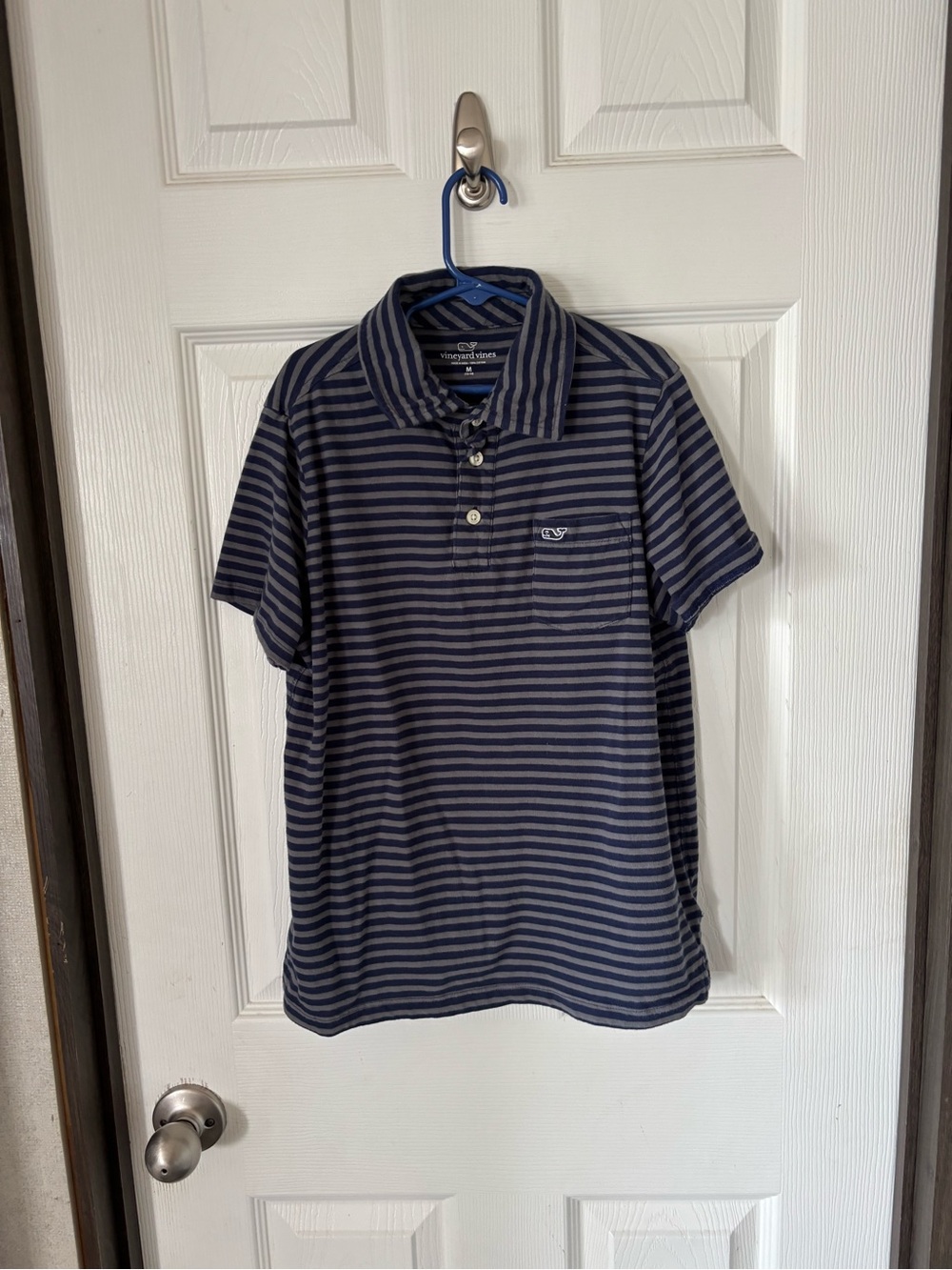 Boys Vineyard Vines Navy and Gray Striped Polo